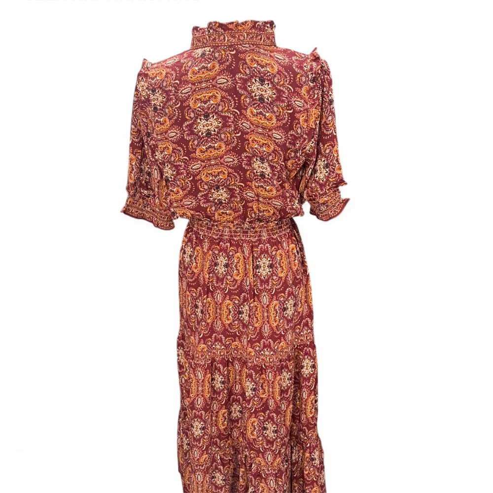 Max Studio Red and Orange Paisley Maxi Dress - Picture 4 of 7